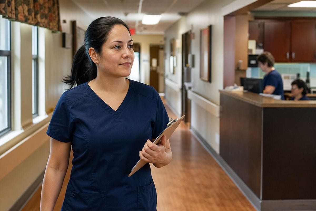 Vocational nursing student on clinical rotation